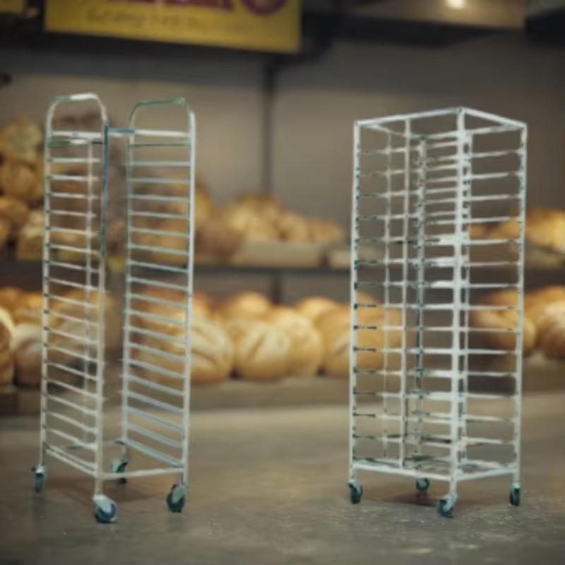 Kitchen Baking Trolley - ชั้นวางอุปกรณ์เบเกอรี่สำหรับโรงแรม ขนาด 60x40 ซม. ถาดอบขนมปังสแตนเลสสำหรับเชิงพาณิชย์ พร้อมตะแกรงระบายความร้อนและรถเข็นสำหรับอบ