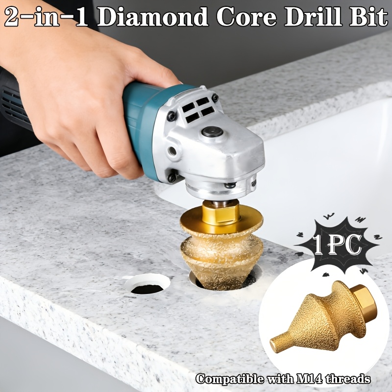 Rolling Pin Marble - ดอกสว่านเจาะรูเพชรแบบเกลียวอุตสาหกรรม M14 2-in-1 สำหรับลบคมและตัดแต่ง ใช้ซ้ำได้ สำหรับเคาน์เตอร์