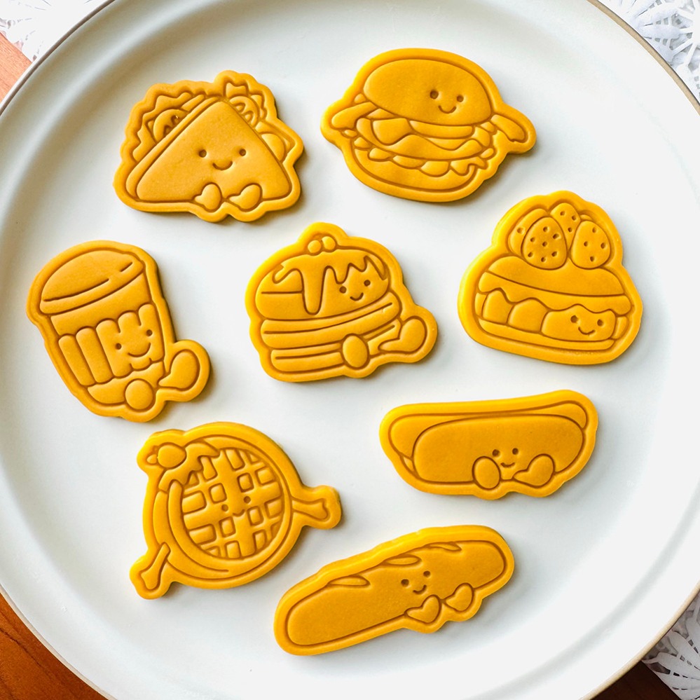 Kitchen Baking Supplies - แม่พิมพ์คุกกี้รูปเบอร์เกอร์น่ารัก แม่พิมพ์เค้ก บิสกิต ของตกแต่งขนม อุปกรณ์ทำขนมหวาน