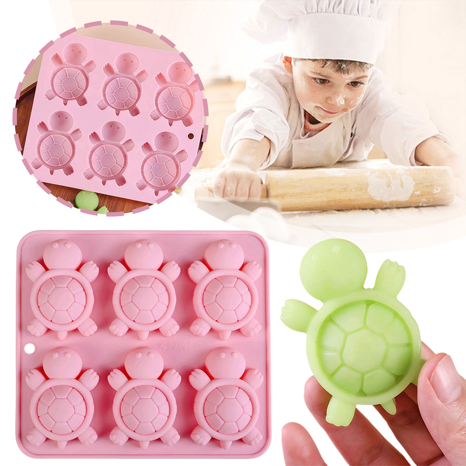 Kitchen Baking Supplies - เต่าน้ำแข็งถาดน้ำแข็ง 3D เต่าทะเลแม่พิมพ์ซิลิโคนสำหรับ DIY ICE Cubes