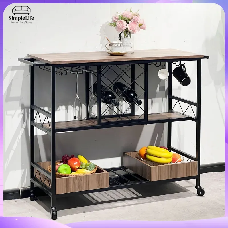 Kitchen Baking Trolley - รถเข็นครัวอเนกประสงค์พร้อมชั้นวางของ รถเข็นเคลื่อนที่สำหรับทำอาหาร อบขนม เตรียมอาหาร เสิร์ฟอาหาร ชา