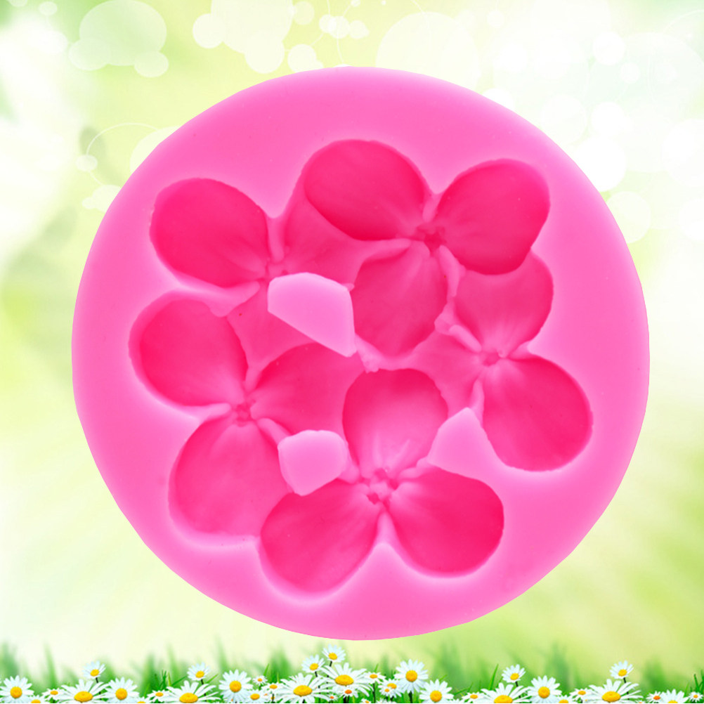 Silicone Cake Mold - แม่พิมพ์ซิลิโคนสำหรับฟองดองท์ รูปดอกไฮเดรนเยีย สีชมพู ปลอดสารพิษ แม่พิมพ์สำหรับทำขนม เค้ก