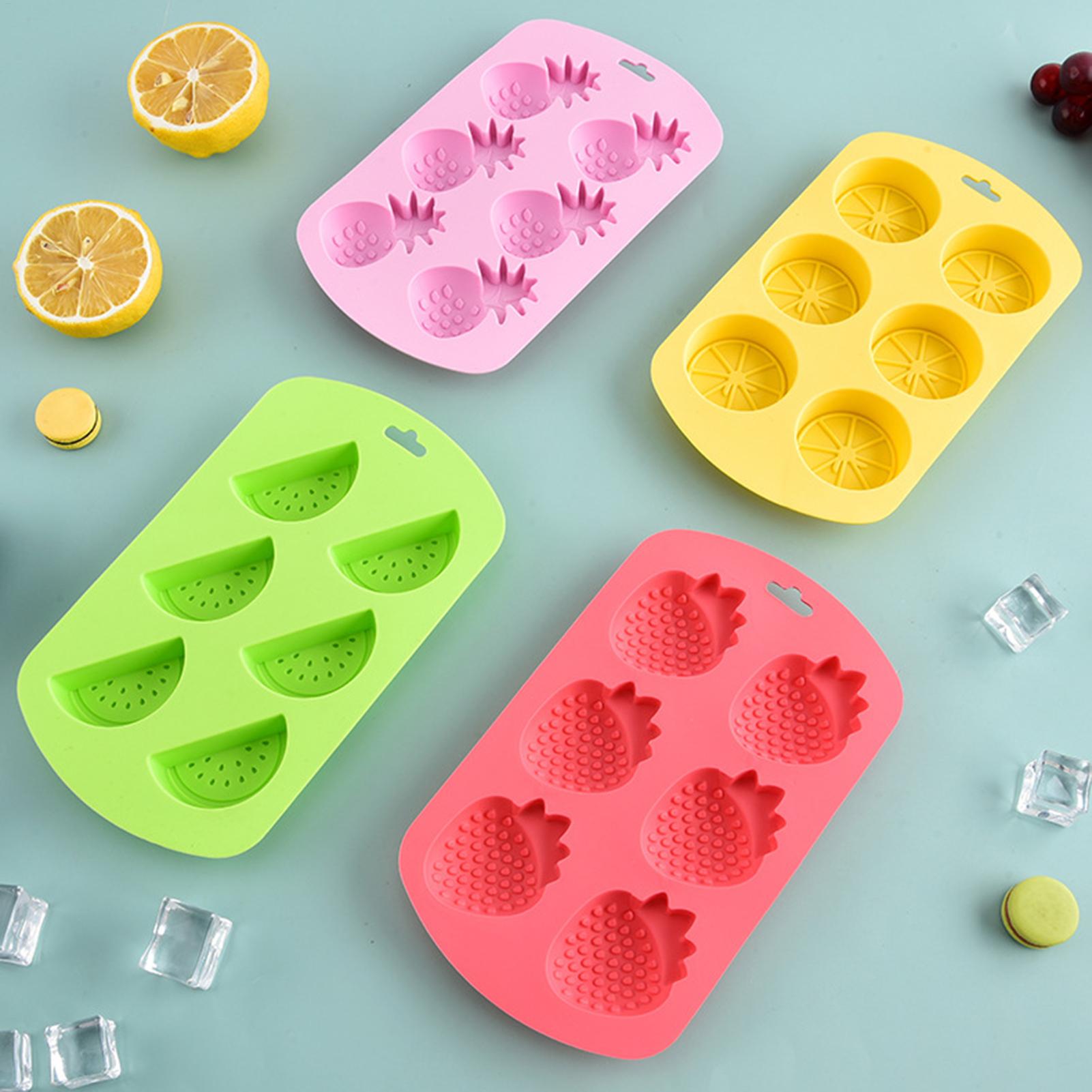 Kitchen Baking Supplies - แม่พิมพ์ซิลิโคนรูปผลไม้ 6 ช่อง ไม่ติดกระทะ ใช้ซ้ำได้ สำหรับทำขนม
