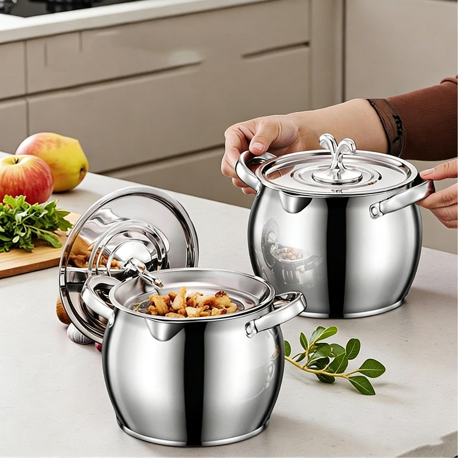 Kitchen Baking Canisters - ภาชนะใส่ไขมันสำหรับห้องครัว กระป๋องเก็บน้ำมันสแตนเลส กระปุ่มใส่ไขมันพร้อมฝากรองสำหรับทำอาหารและอบขนมในครัว