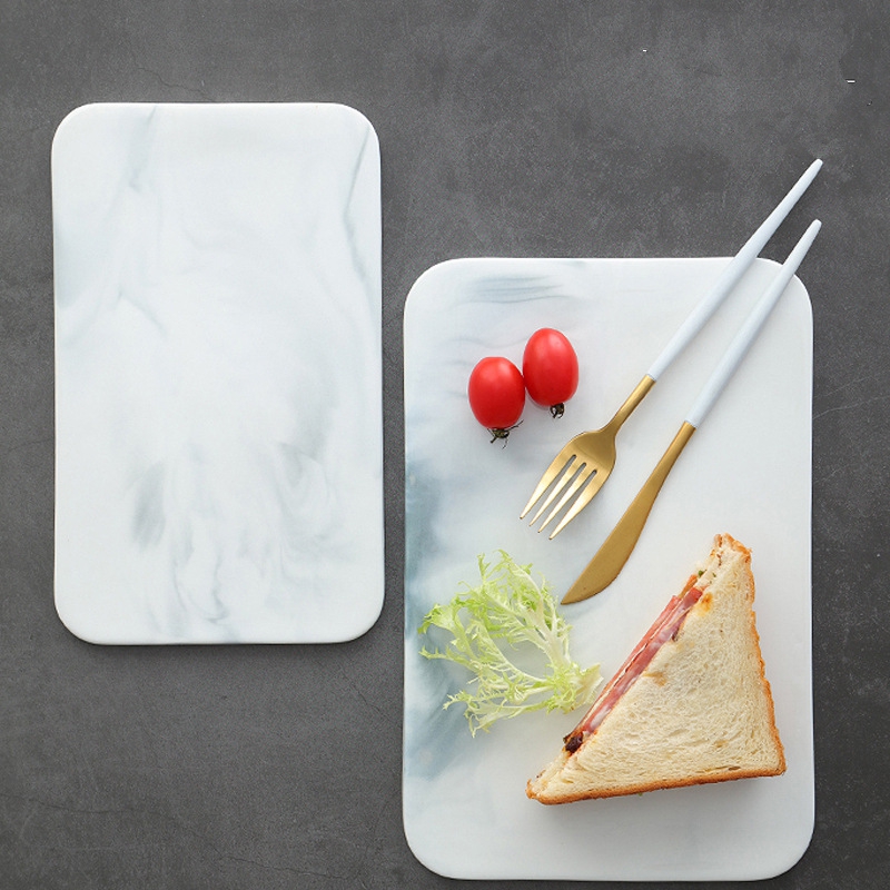 Rolling Pin Marble - เขียงหินอ่อนสําหรับแครกเกอร์ชีสและเสิร์ฟซูชิ, จานเซรามิกสี่เหลี่ยม, ถาดเก็บของ, ภาชนะบรรจุอาหาร, ถ้วยชาม