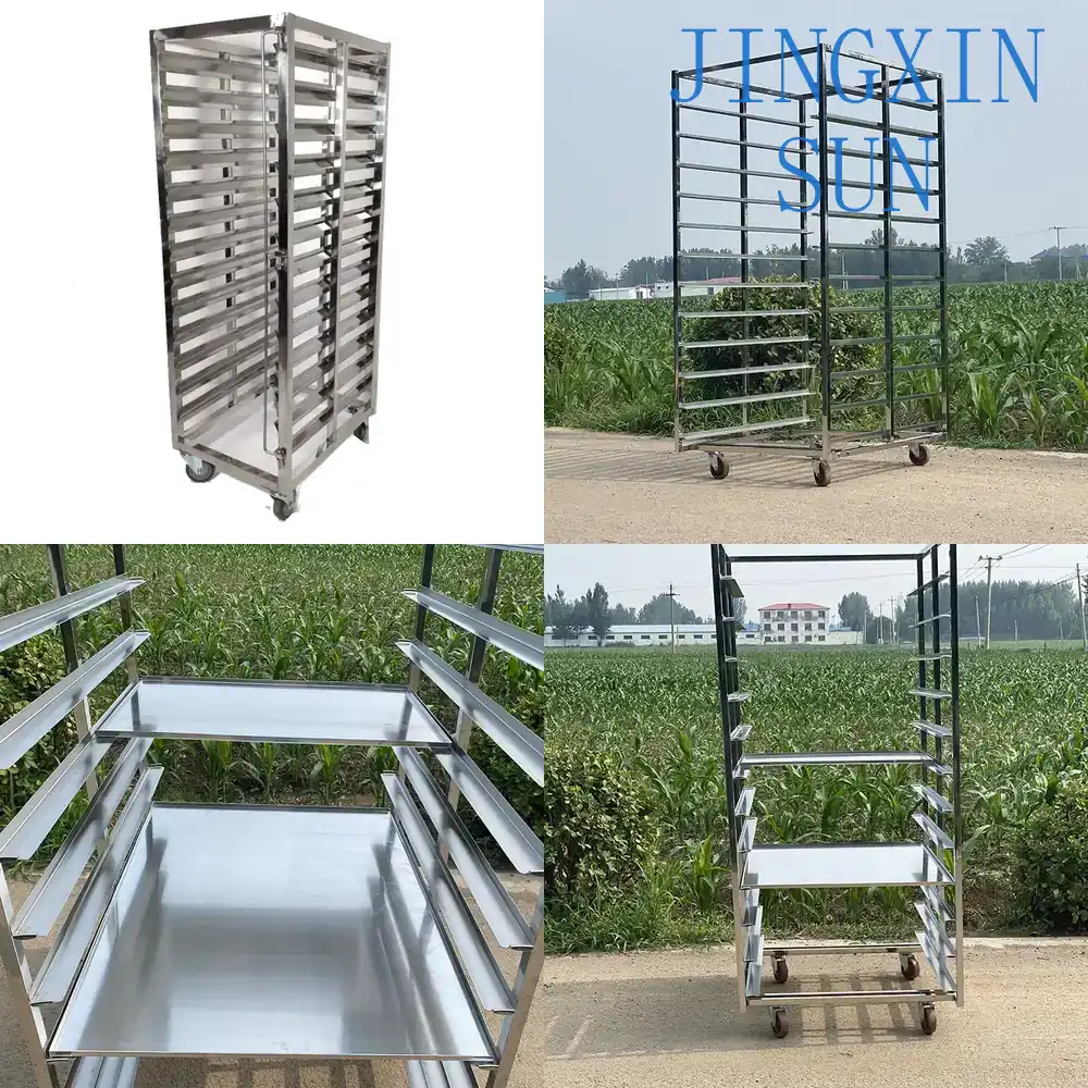 Kitchen Baking Trolley - รถเข็นถาดอบขนมปังสแตนเลส 304 สำหรับอุปกรณ์เบเกอรี่เชิงพาณิชย์ พร้อมชั้นวางถาด GN