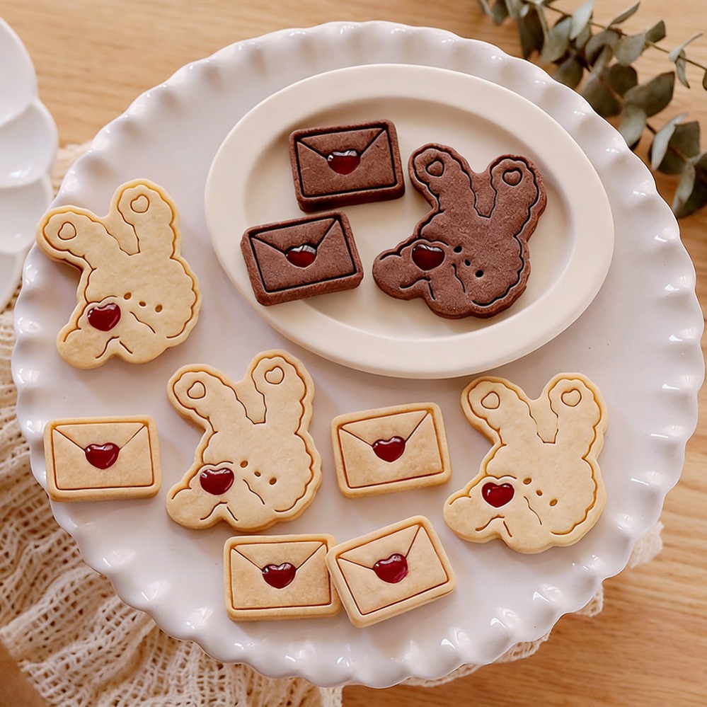 Kitchen Baking Supplies - เครื่องตัดคุกกี้วันวาเลนไทน์ แม่พิมพ์บิสกิตกระต่าย แสตมป์ทำขนม อุปกรณ์ทำขนมหวาน อุปกรณ์อบขนม