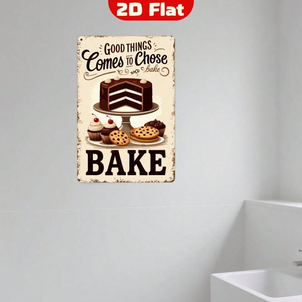 Kitchen Baking Wall Art - 【งานศิลปะติดผนังโลหะสไตล์วินเทจ】ป้ายตกแต่งสไตล์อาร์ตเดโคสำหรับตกแต่งห้องครัว - ของตกแต่งวันรอมฎอนและวันวาเลนไทน์ที่สมบูรณ์แบบ ปี 2026, ของตกแต่งเค้กสไตล์เรโทร