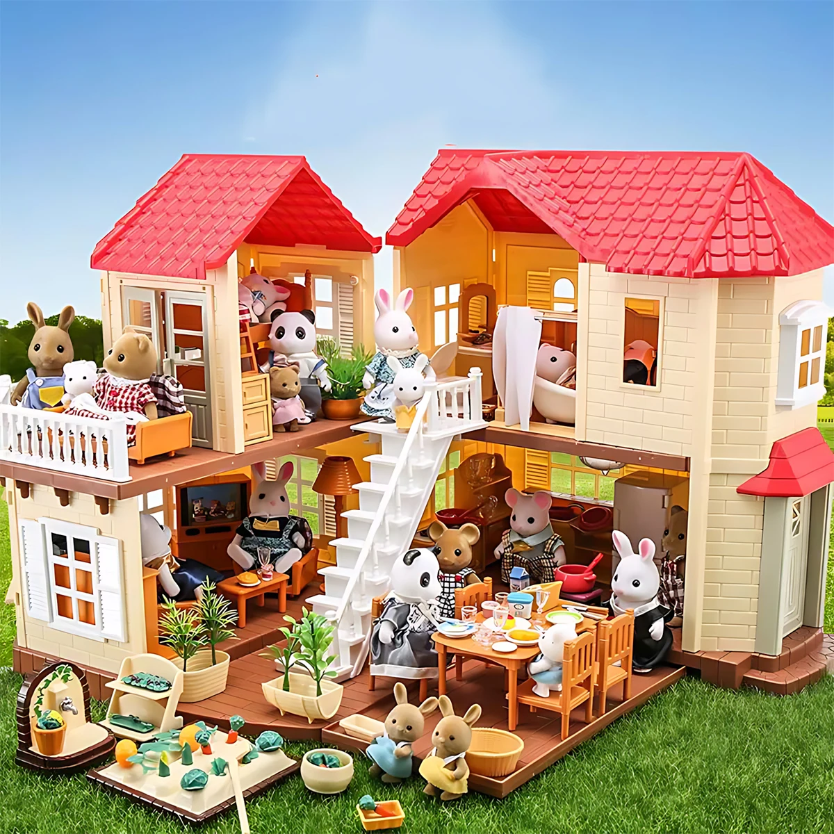 Kitchen Queen - เฟอร์นิเจอร์จิ๋ว 1:12 ตุ๊กตาบ้าน ชุดห้องครัว ห้องนั่งเล่น ห้องนอน