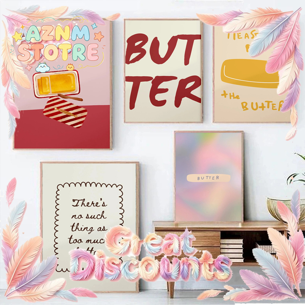 Kitchen Baking Wall Art - โปสเตอร์เนย 1 ชิ้น ตกแต่งครัวสไตล์มินิมอล ภาพวาดบนผ้าแคนวาส ศิลปะตกแต่งผนังเกี่ยวกับอาหารและการอบขนม