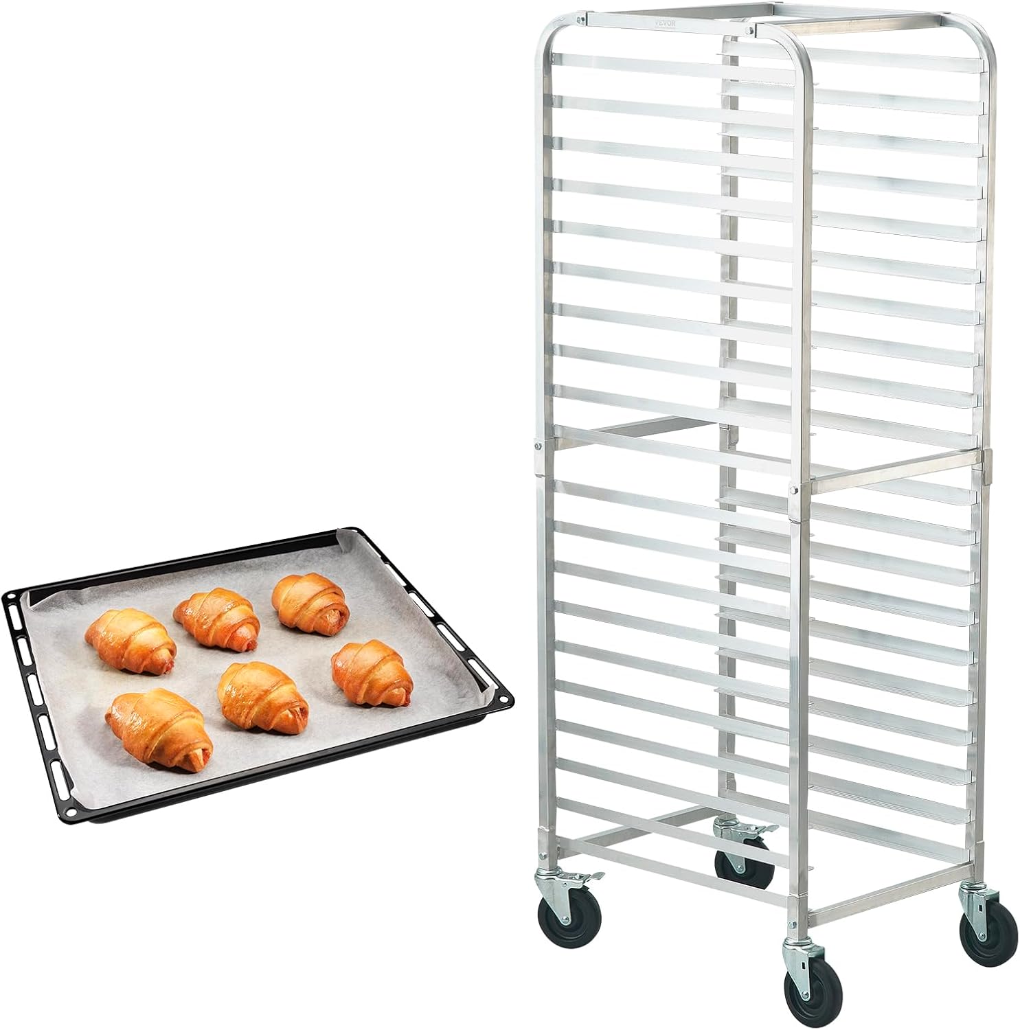Kitchen Baking Trolley - รถเข็นถาดอบขนมแบบ 20 ชั้น ทำจากอะลูมิเนียม พร้อมล้อเบรก สำหรับครัวเชิงพาณิชย์และร้านเบเกอรี่