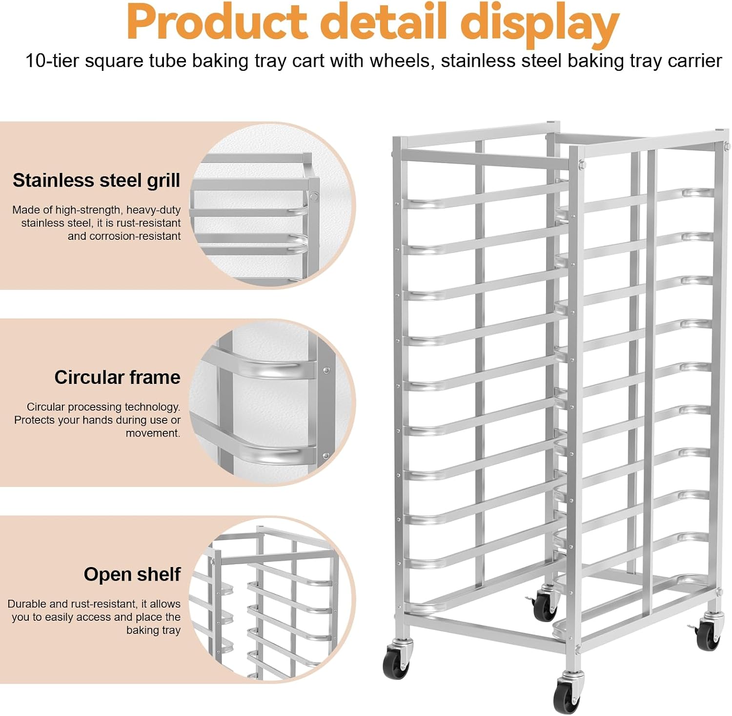 ชั้นวางอบขนมสแตนเลสเชิงพาณิชย์ - Kitchen Baking Trolley บทวิจารณ์และราคา