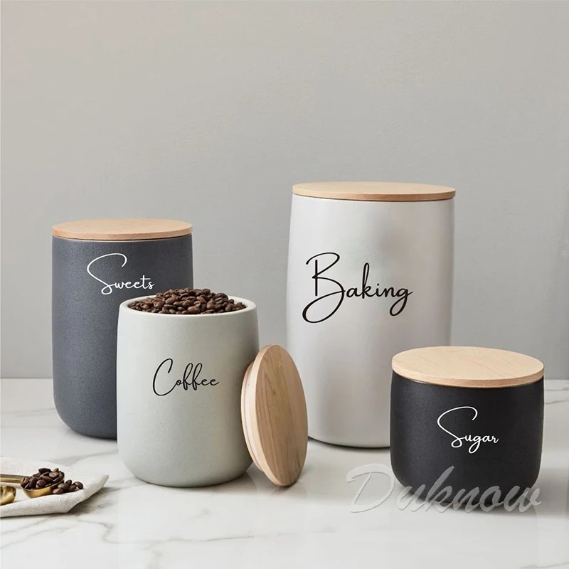 สติกเกอร์ติดขวดโหลสำหรับจัดระเ - Kitchen Baking Canisters บทวิจารณ์และราคา